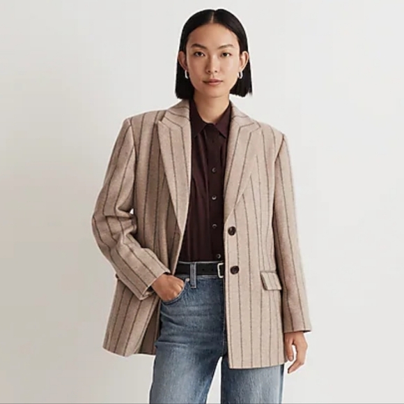 Madewell Bedford Oversized Blazer Jennifer Stripe Belted - Picture 5 of 16